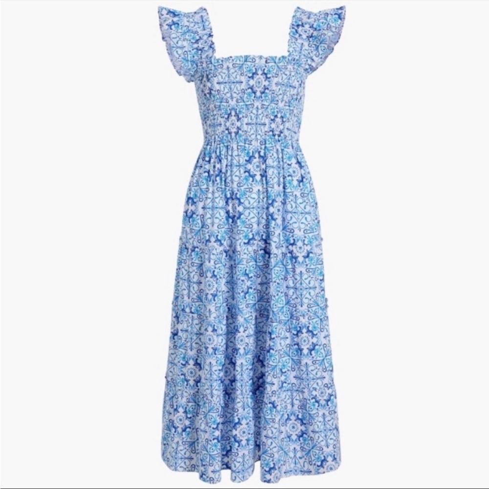 Hill House Nap Dress Blue Mosaic Poplin
